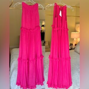 NWT Sweet Lovely By Jen Dress Pink Sleeveless Maxi Long Ruffle Dresses Small New